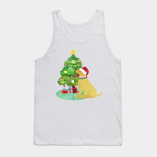 Golden Retriever Decorating Christmas Tree Tank Top